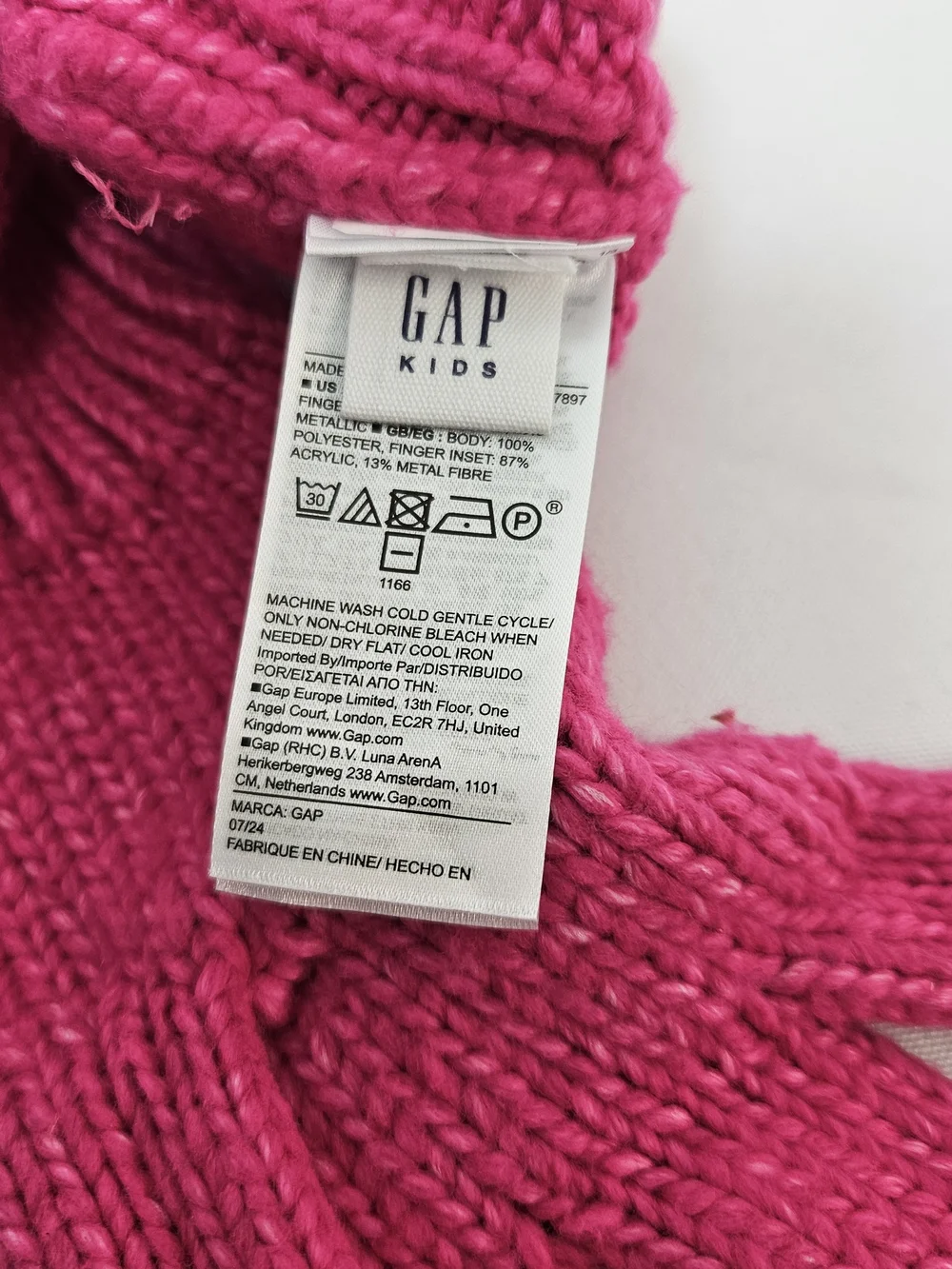 GAP Kids Cable Knit Smartphone  Gloves in Hot Pink New